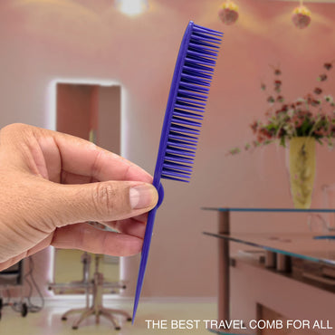 Allegro Combs 60 Parting Three Row Combs Salon Hairstylist Hairdresser Detangle Combs For Natural Hair And Wigs For Curly Hair Made In The Usa 2 Pcs. (Purple)