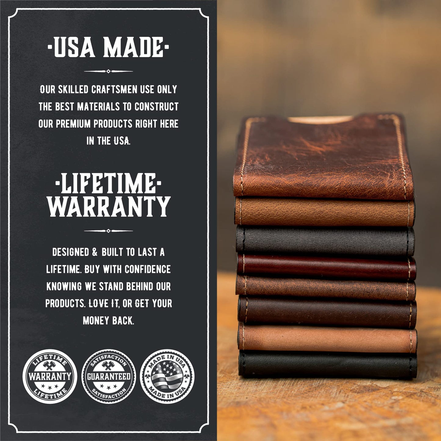 Front Pocket Slim Bifold Wallet for Men | Made in USA | Premium Full Grain Leather Men’s Wallet with Minimalist Design