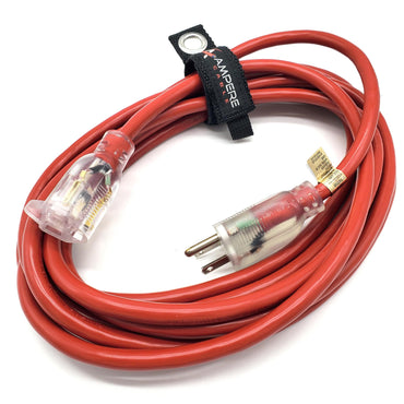 15 ft - 14 Gauge Extension Cord Outdoor - Made in USA - Lighted on Both Ends - Red Outdoor Extension Cord Waterproof by Anthem Cable - Heavy Duty Extension Cord