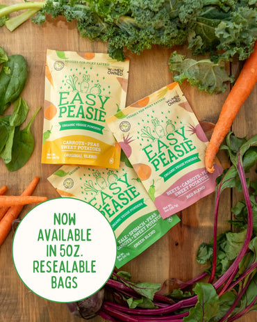 Easy Peasie Organic Veggie Powder Blends for Kids and Picky Eaters | Hidden Vegetable Powder Additive for Meals and Smoothies (3-Pack Pouches: Green, Red, and Original - each 2oz)