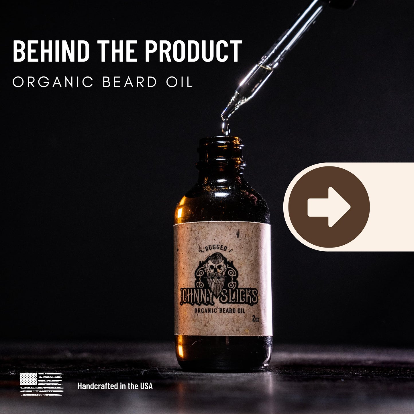 Johnny Slicks Organic Beard Oil | Moisturize, Soften, Promote Hair Growth, Reduce Itch (US Made, Veteran Owned Handcrafted with Clean Ingredients), Rugged