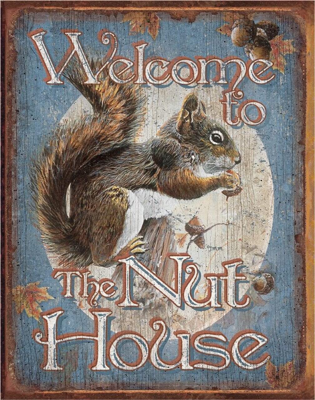 Desperate Enterprises Welcome to The Nut House Tin Sign - Nostalgic Vintage Metal Wall Decor - Made in USA