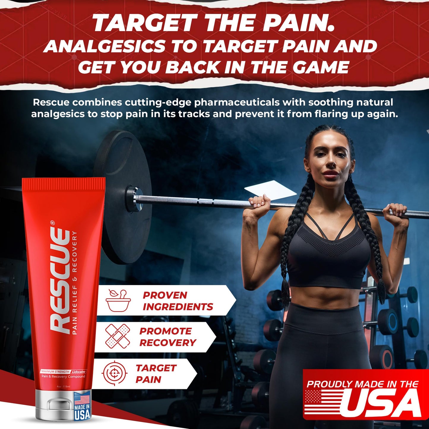 RESCUE PAIN RELIEF & RECOVERY Cream - All-in-One Solution for Back, Neck, Knee, Hand, Foot, and Shoulder Pain - Combines Power of Key Ingredients from Leading Pain Relief CreamProducts - 4 Ounces