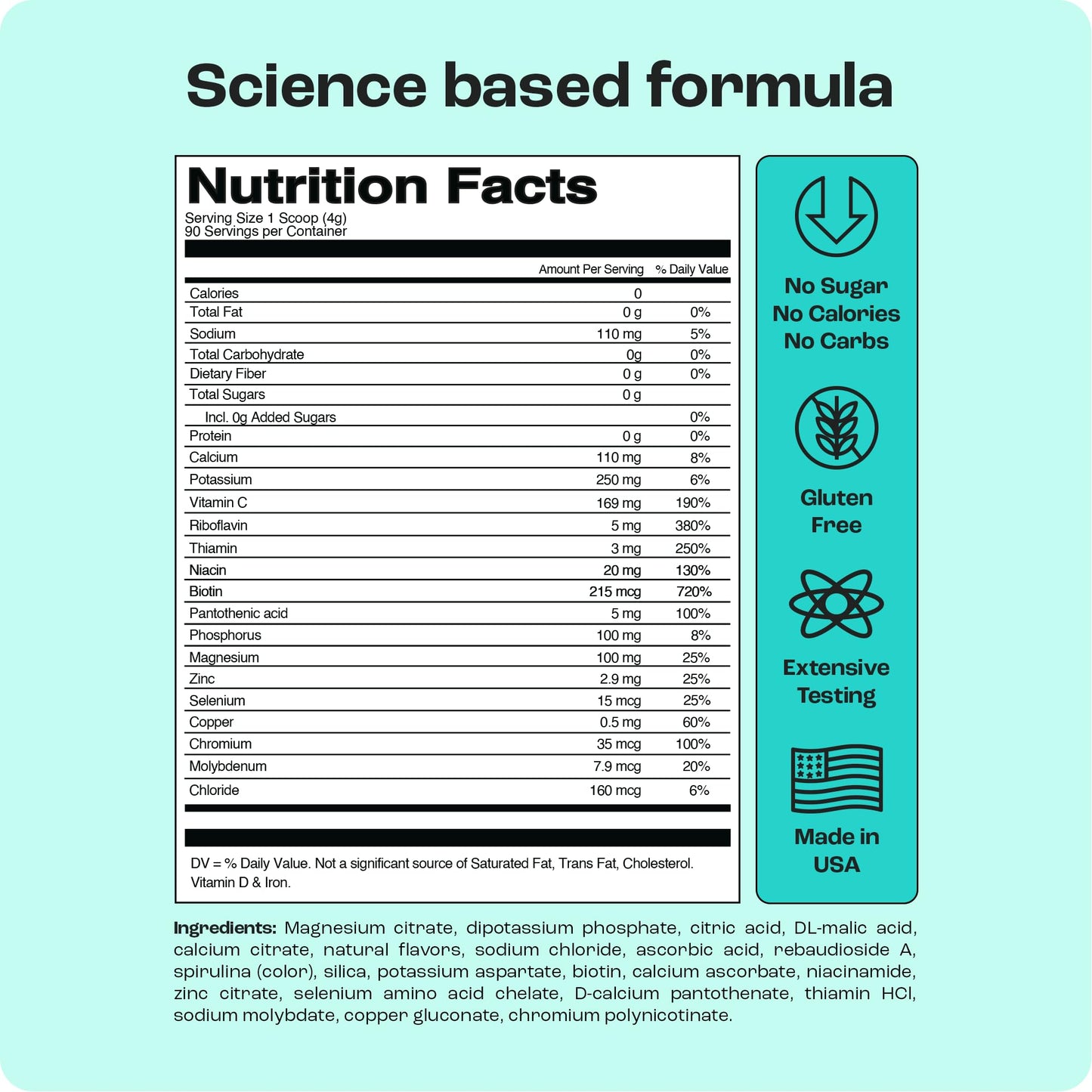 KEY NUTRIENTS Multivitamin Electrolytes Powder No Sugar - Sweet Blue Raspberry Electrolyte Powder - Endurance & Energy Supplement - Hydration Powder - No Calories - 90 Servings - Made in USA