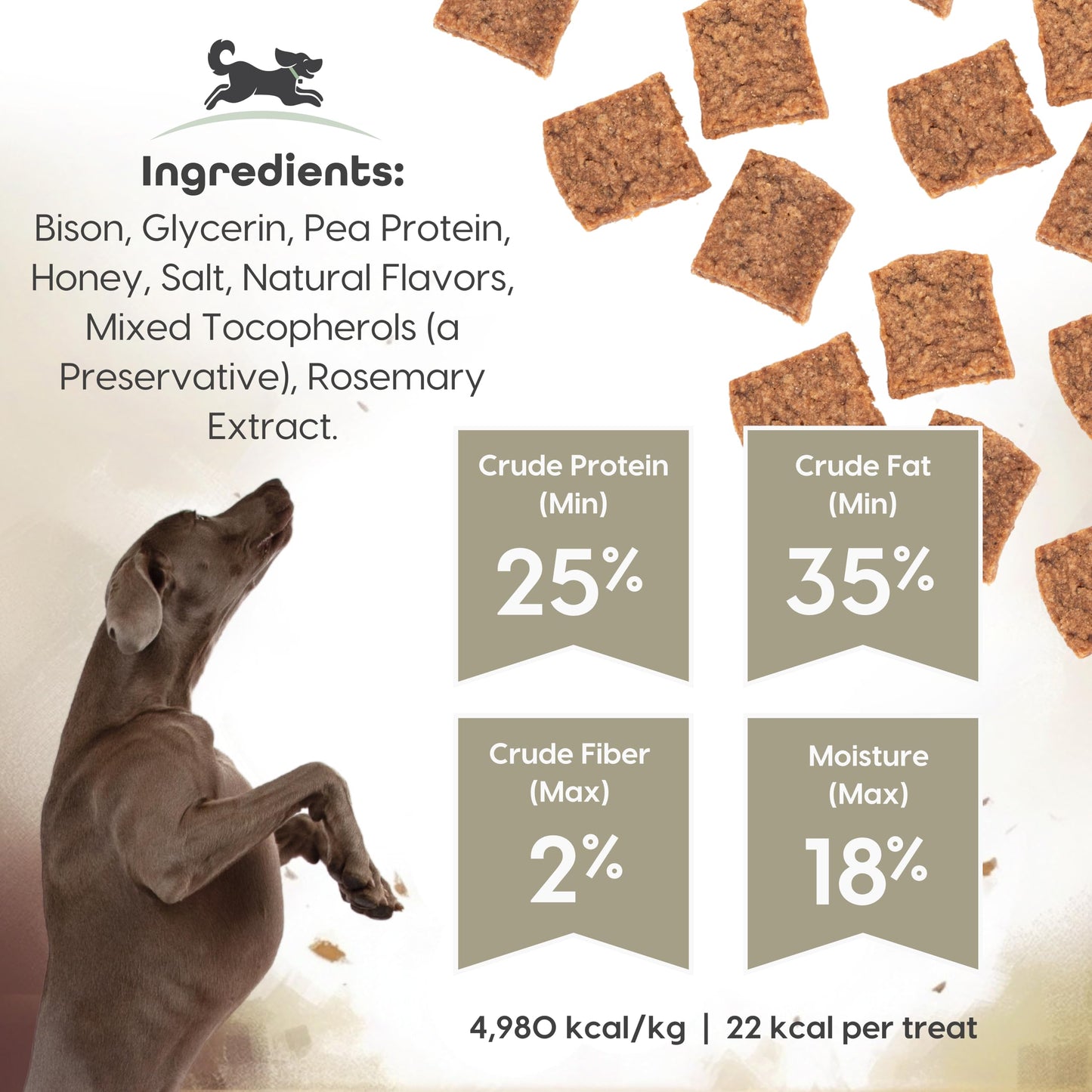 Fuel Good Zoomies Bison High Protein Dog Treats - 6oz Bag - High Protein Treats for Dogs, Made in The USA, Wheat and Corn Free