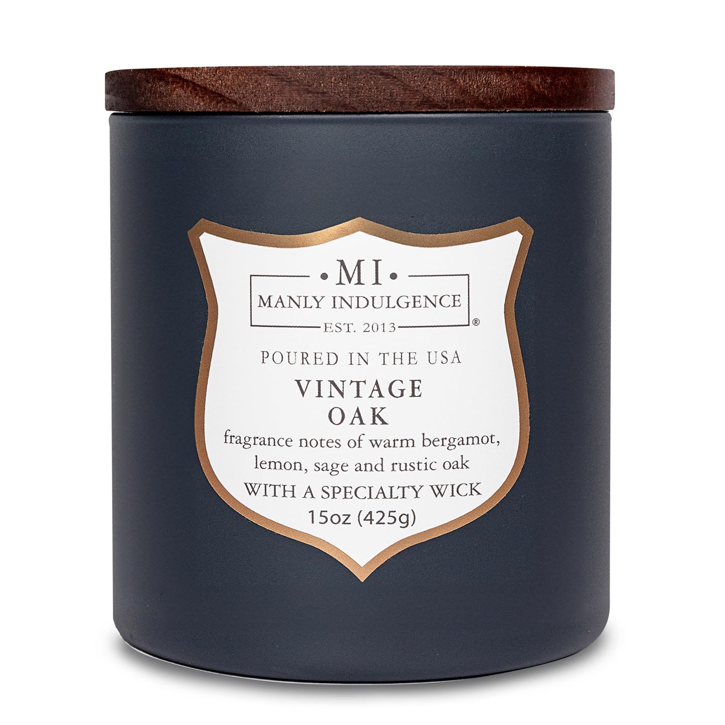 Manly Indulgence Vintage Oak Scented Candles for Men, 15 oz Wooden Wick, Fathers Day Candle, 60H Burn, Candles for Home Scented - Made in The USA