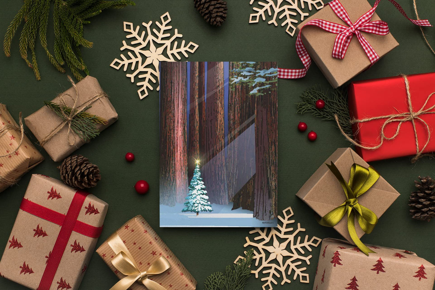 Stonehouse Collection |Christmas Tree in the Forest Holiday Card | 18 Christmas Cards & Envelopes | USA Made- Winter Holiday Forest (Standard)