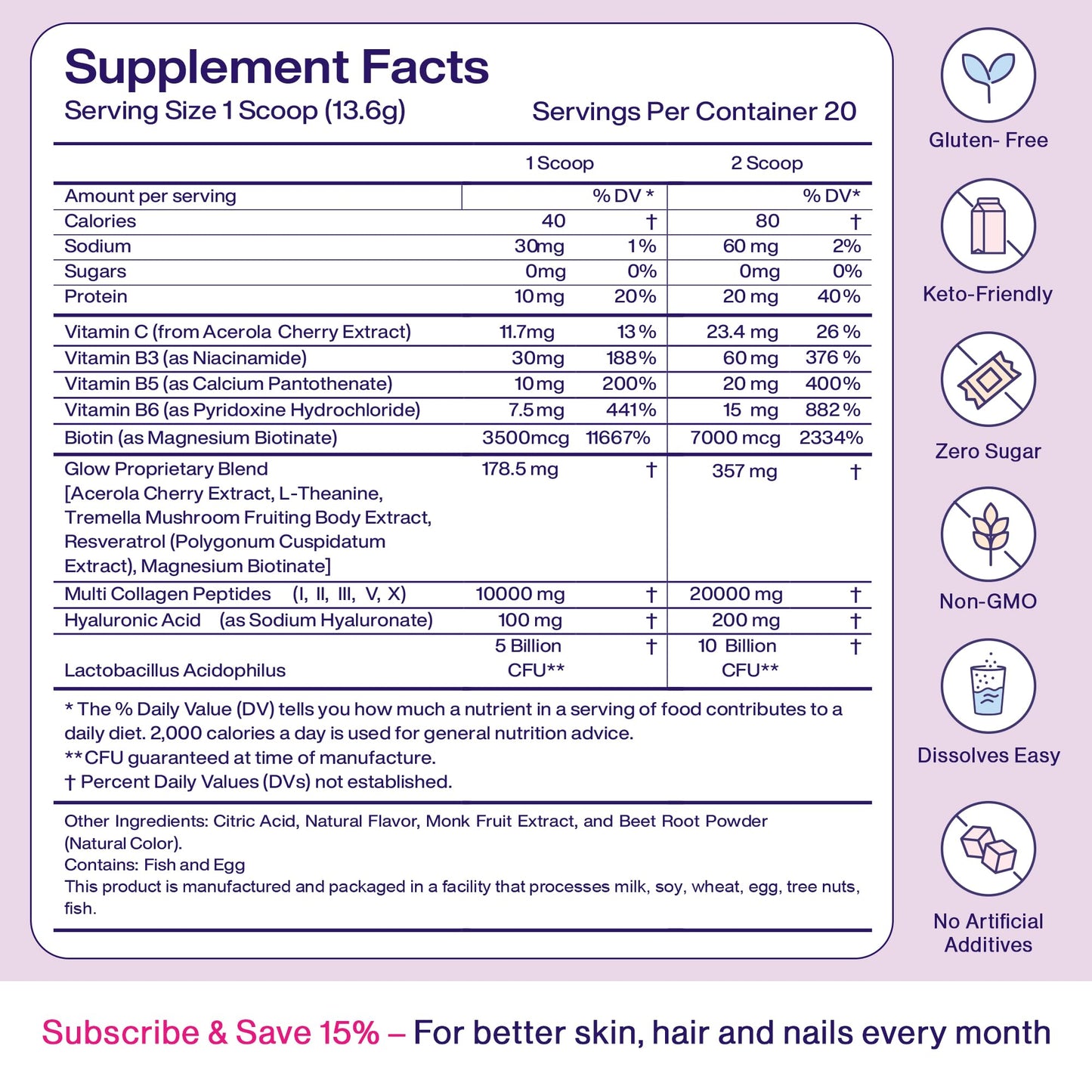 Fuel Multi Collagen Peptides Powder – 20g Hydrolyzed Collagen I, II, III, V & X for Hair, Skin, Nails & Joint Support – Better Absorption – Keto & Gluten Free, Unflavored 9.31oz