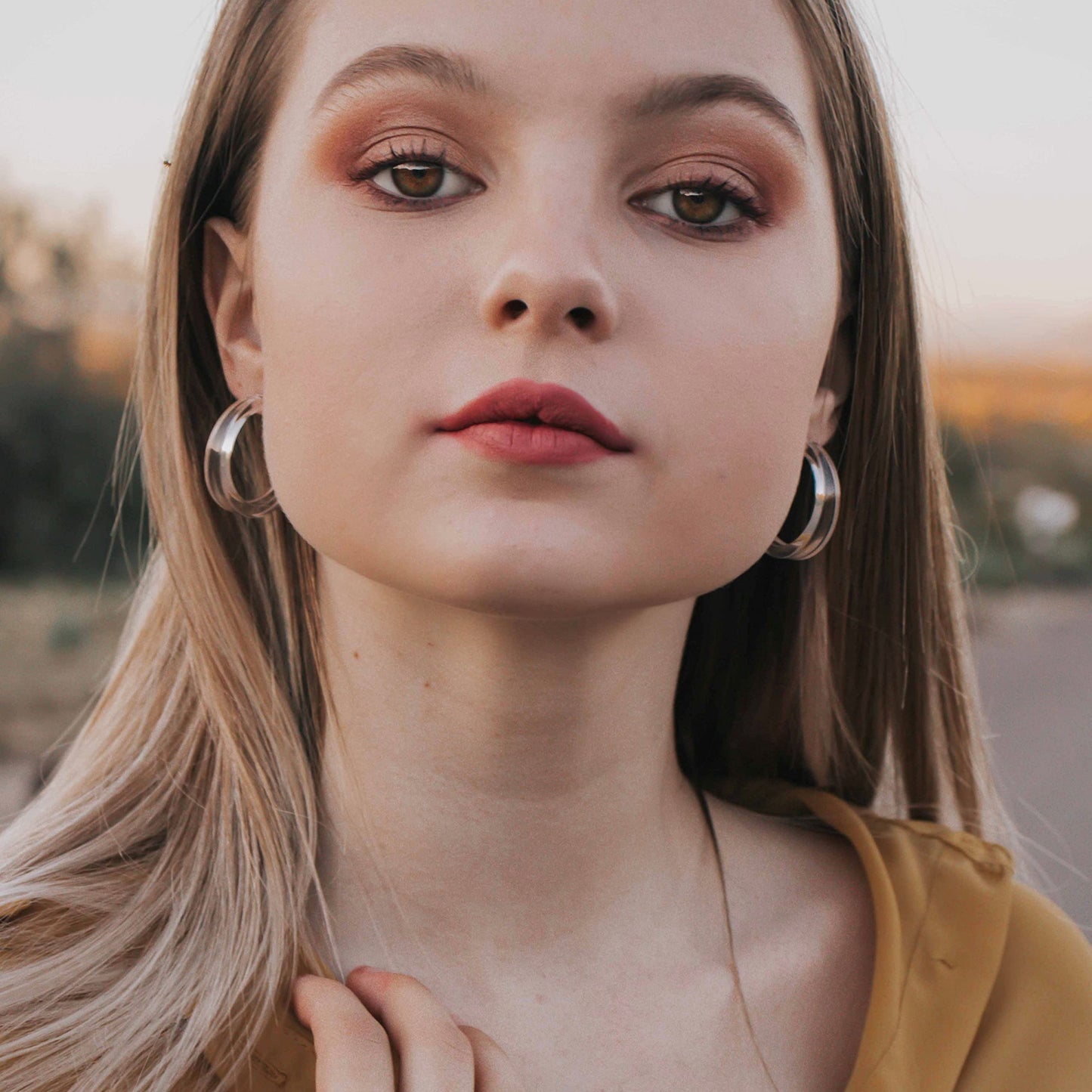 Leetie Lovendale Lola Hoop Earrings, Hypoallergenic Hoop Earrings for Women, Made With Surgical Steel & Lucite, Lightweight & Comfortable, Hand-Made In The USA, 1.25” Diameter, (Transparent Seafoam)