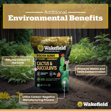 Wakefield Biochar Blend Potting Mix for Cactus & Succulent – Premium Potting Soil Blend with CarbonBoost Technology for Superior Drainage, Moisture Retention & Root Growth – 2 QT Organic Soil Mix