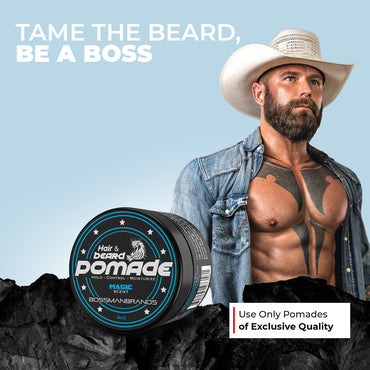 Bossman Hair & Beard Pomade for Men (Magic Scent) – Medium Hold & Moisturizing for Hair, Beard & Mustache Styling – Made in USA