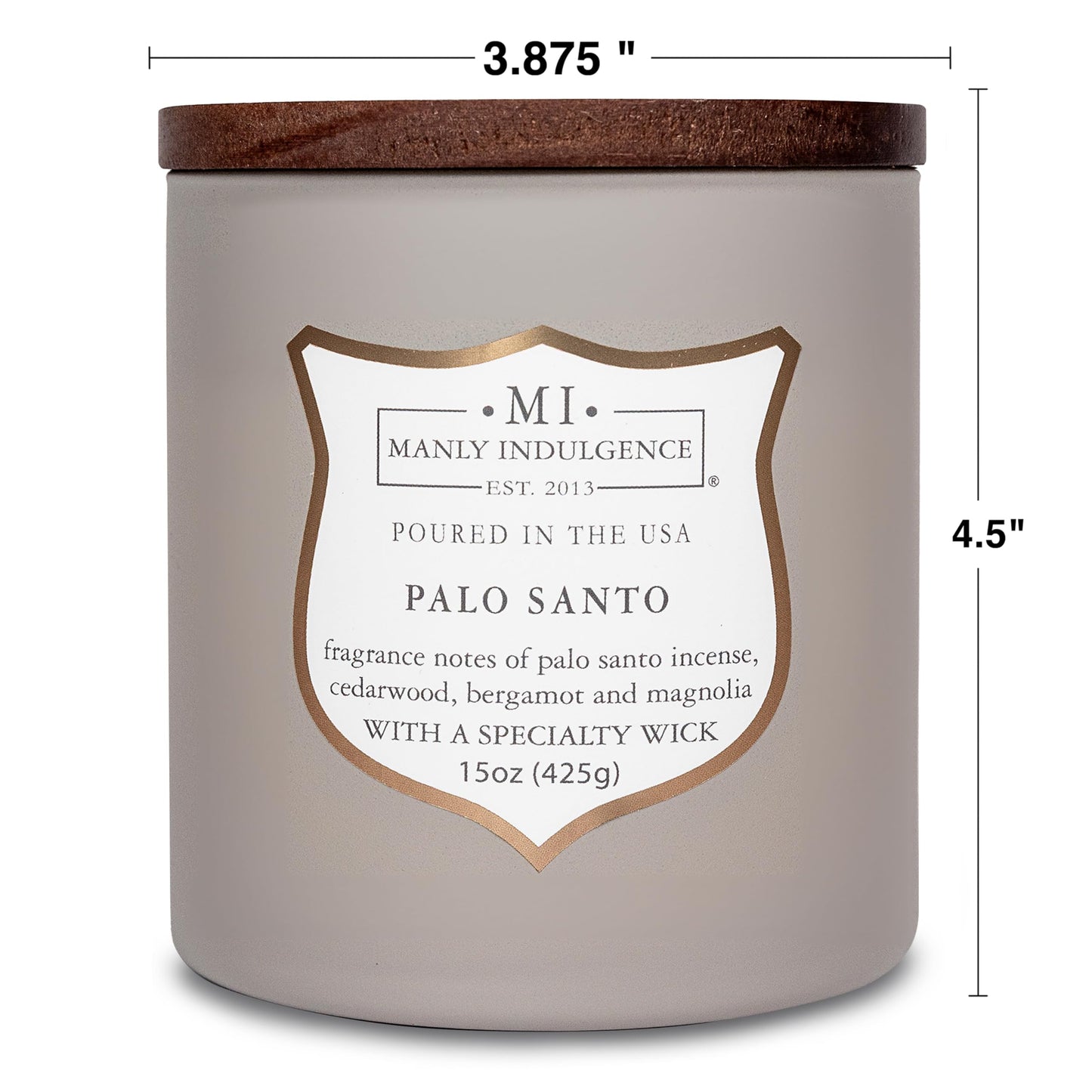 Manly Indulgence Palo Santo Scented Candles for Men, 15 oz Wooden Wick, Fathers Day Candle, 60H Burn, Candles for Home Scented - Made in The USA