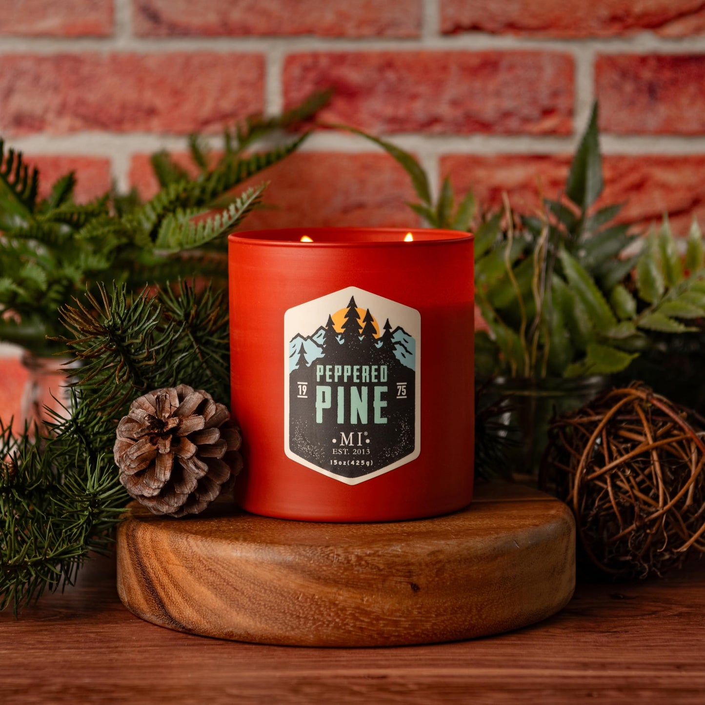 Manly Indulgence Peppered Pine Scented Candles for Men, 2 Wick, 15 oz Premium Soy Blend, 60H Burn, Candles for Home Scented – Made in The USA