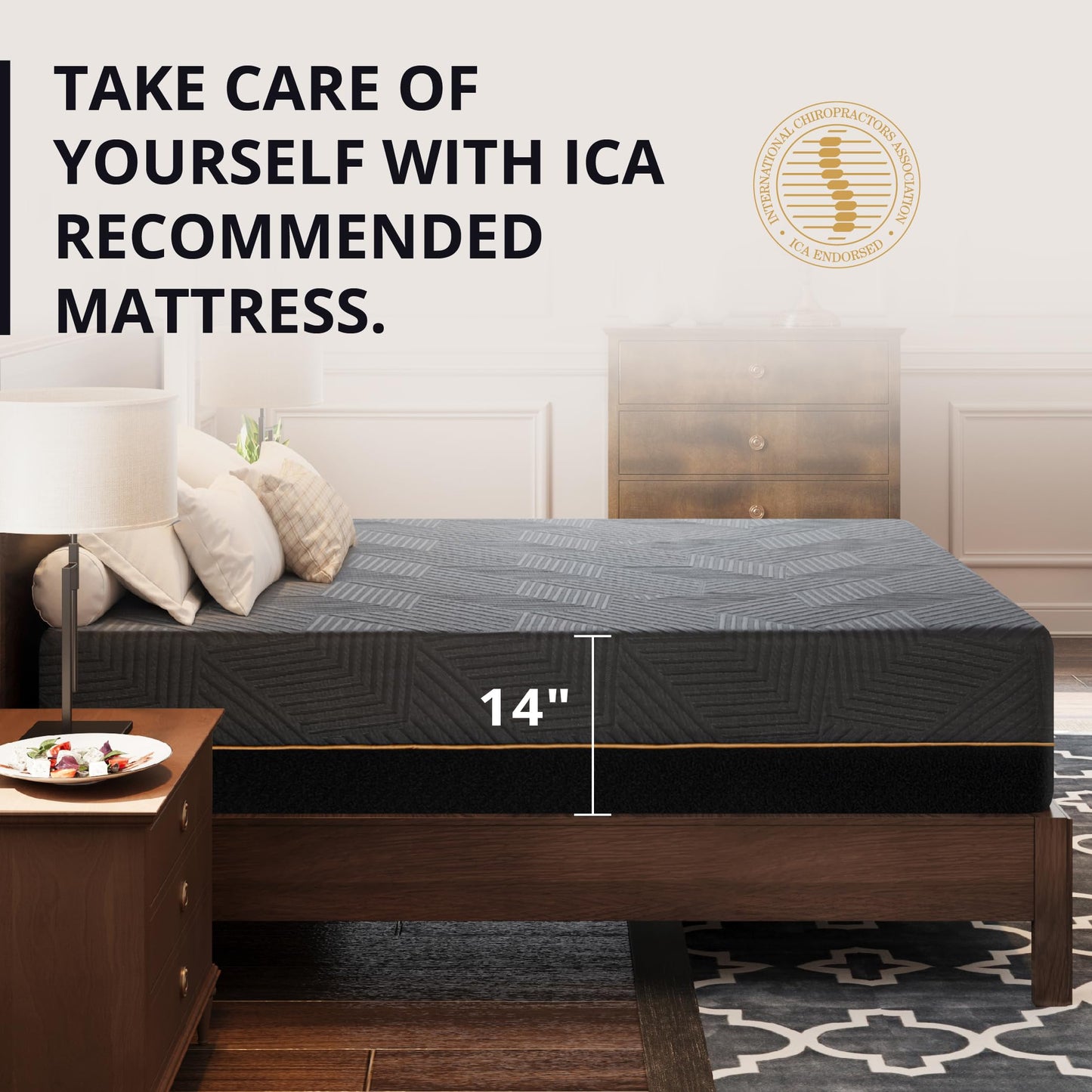 EGOHOME 14 inch Firm Mattress, Memory Foam Mattress with Cooling Cover, Bed in a Box, CertiPUR-US Certified, Breathable and Supportive, Made in USA