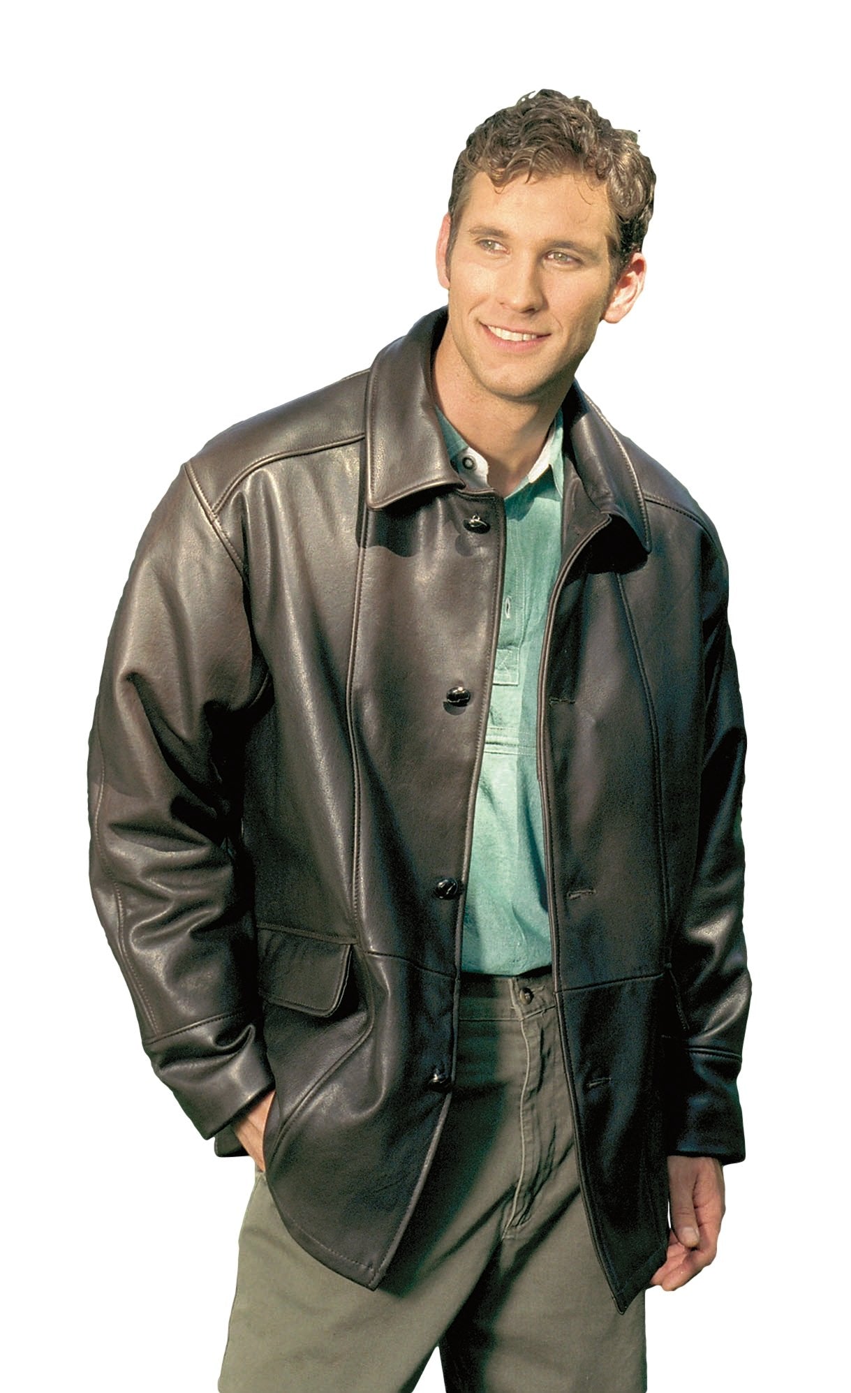 REED® Men's Premium Four Button Car Coat Leather Jacket Made in USA