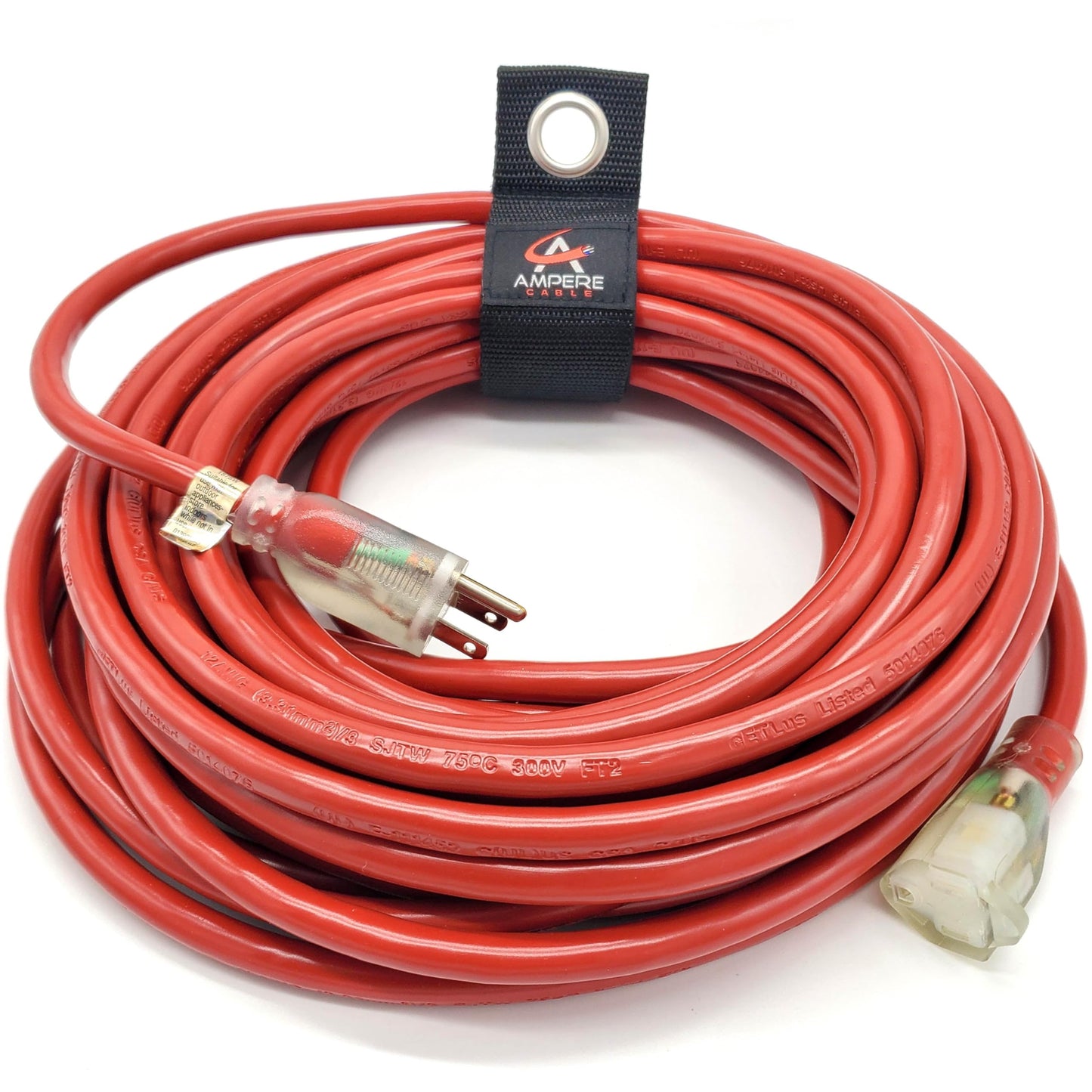 Anthem Cable 50 ft 12 Gauge Extension Cord - Made in USA - Lighted on Both Ends - Red Outdoor Waterproof Heavy Duty