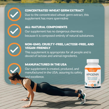 Bravado Labs Premium Apigenin Supplement - Pure, Concentrated Formula for Improved Sleep, Mood - Powerful Antioxidant Pills for Prostate and Healthy Aging Support - 120 ct