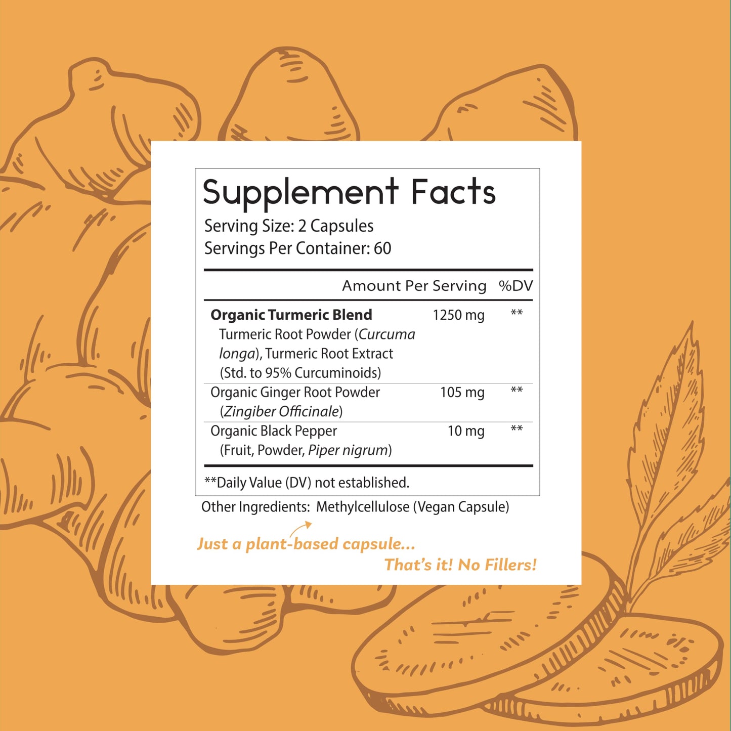 Thomas' all-natural Remedies Turmeric Curcumin and Ginger with Black Pepper, Organic Turmeric Joint Support Supplement- 95% Curcumin - NO fillers, Vegan - 120ct