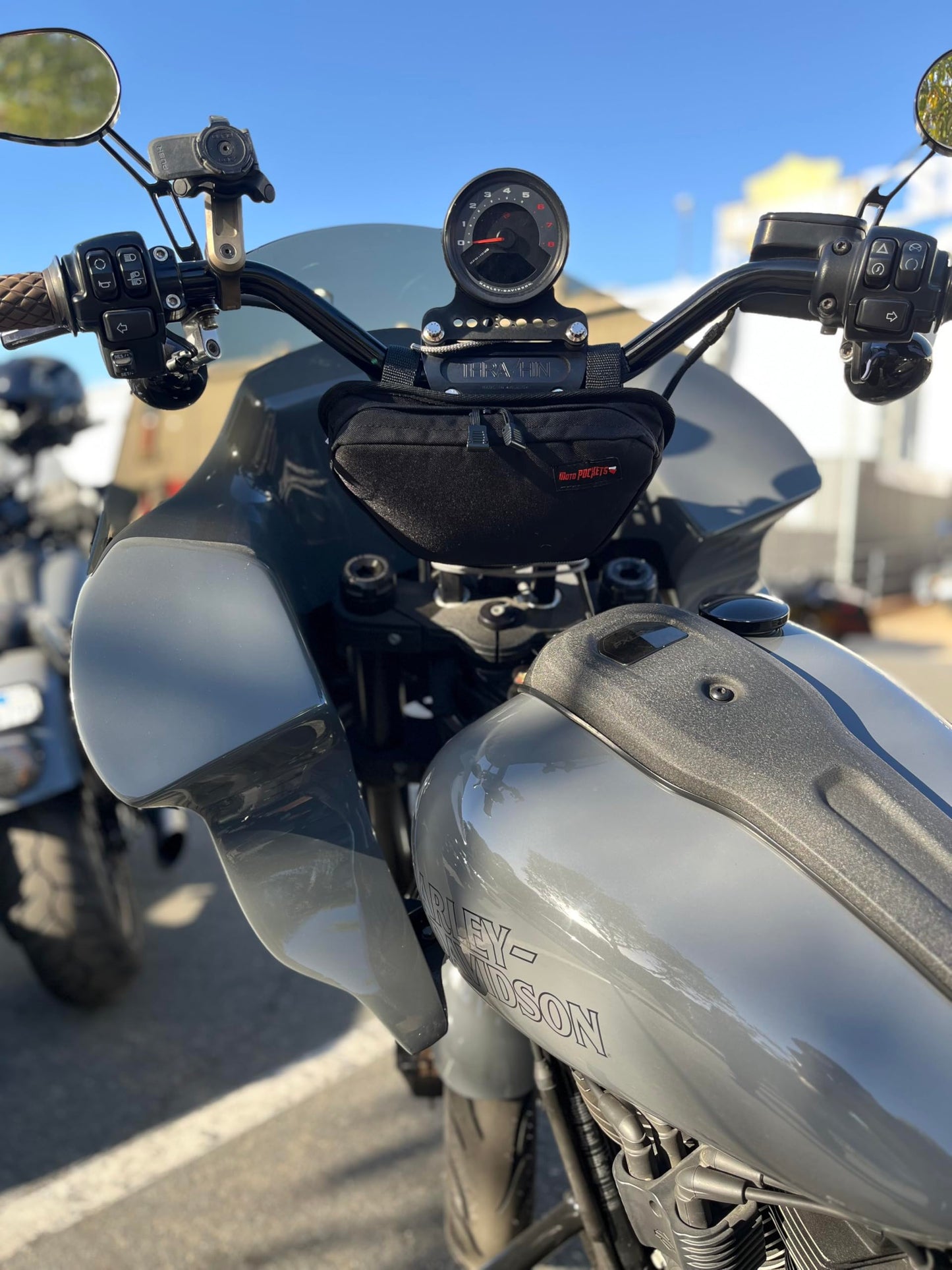 Motorcycle T-BAR Handlebar Bag, Fits Harley Davidson, Keeps your Essentials at you Fingertips, Cordura shell, Made In The USA!