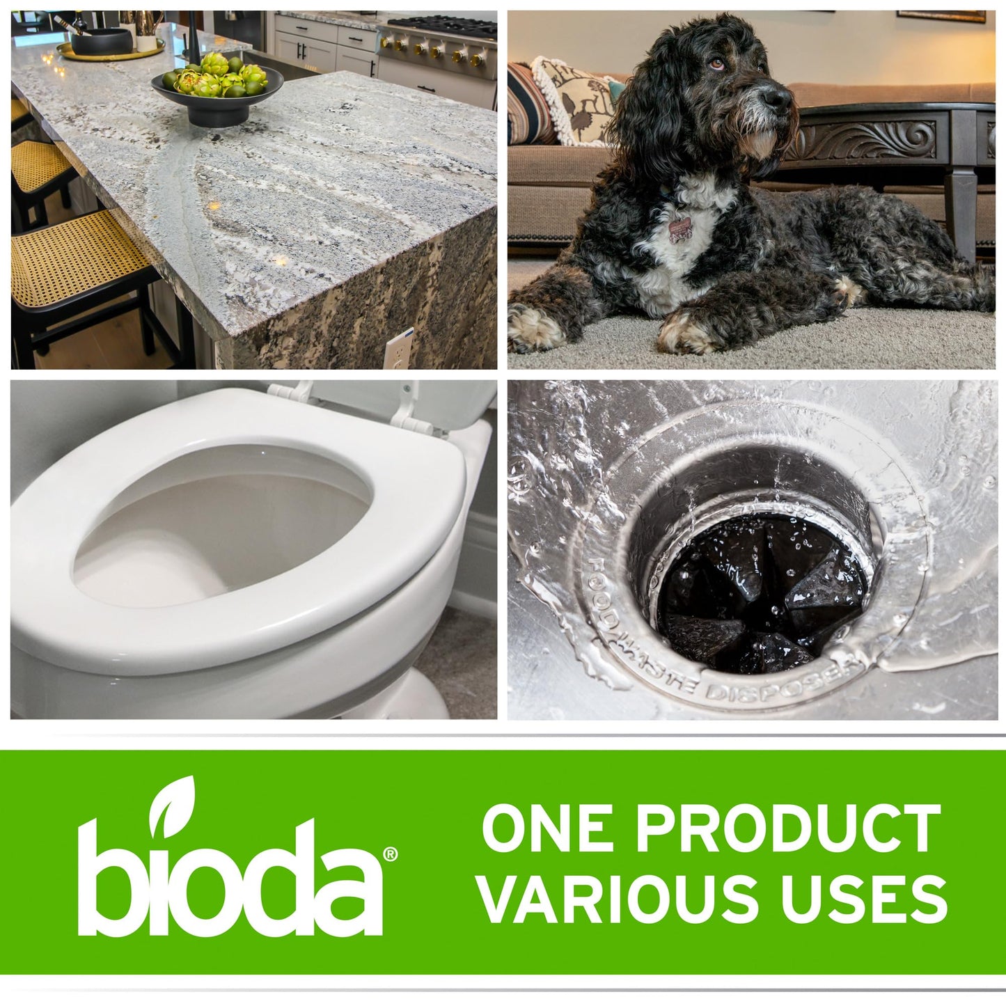 Bioda Multi-Purpose Probiotic Enzyme Cleaner and Deodorizer | Professional Strength | Trash Can Deodorizer, Pet Stains and Odors, Drains, Floors, Bathrooms, Toilets | Made in USA | 1 Gallon