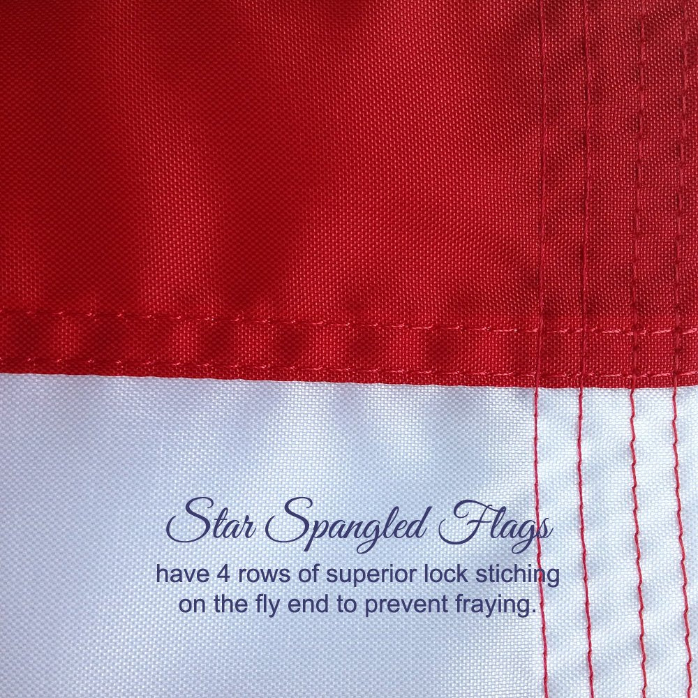 American Flag 3x5-100% Made In USA using Tough, Long Lasting Nylon Built for Outdoor Use, Featuring Embroidered Stars and Sewn Stripes plus Superior Quadruple Stitching on Fly End