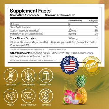 Dr. Price’s Electrolyte Mix | Sugar-Free Hydration Powder with 72+ Trace Minerals | No Sugar, Fast-Dissolving Electrolytes Powder Packets | Tropical, 90 Servings