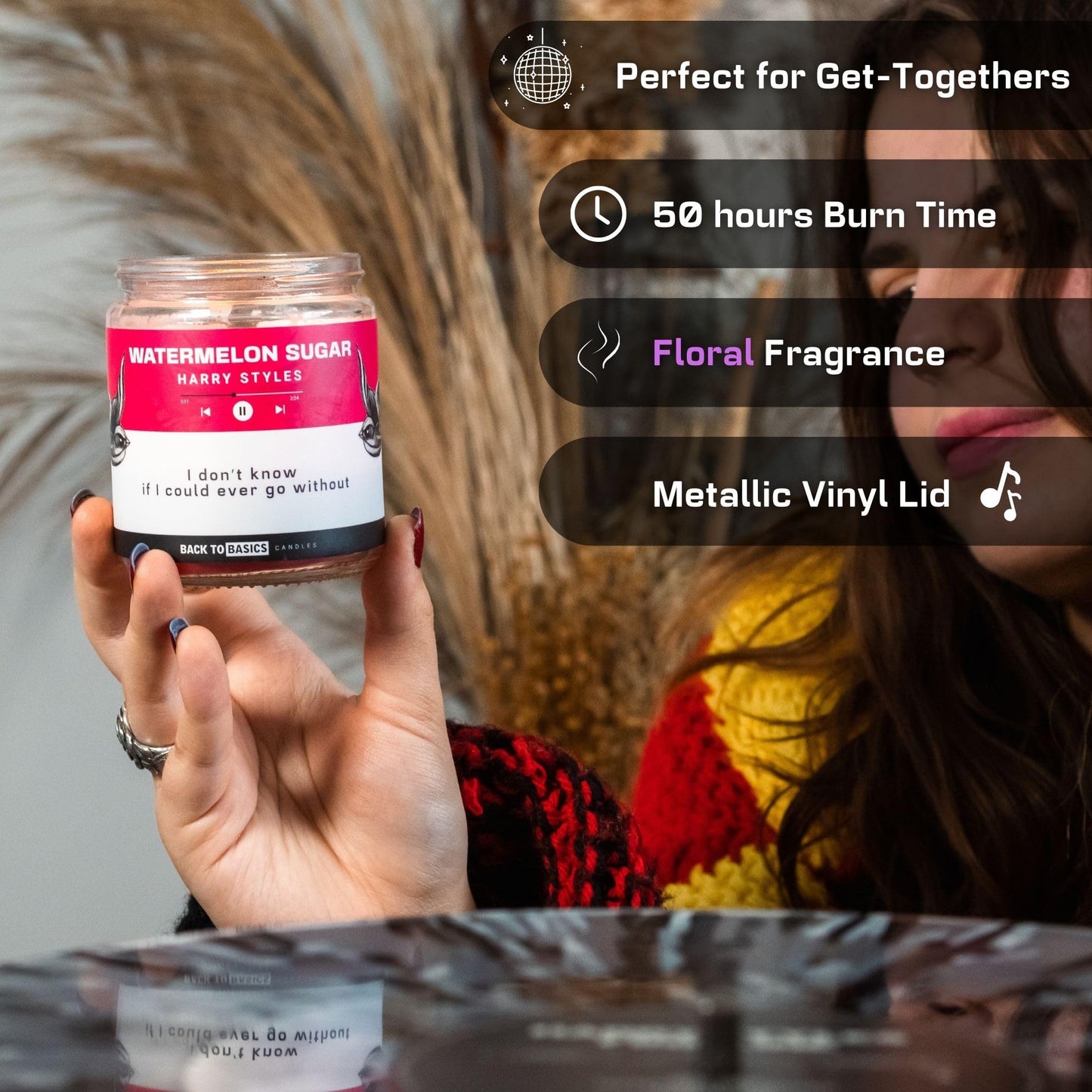 Back to Basics | Watermelon Sugar - 9oz Soy Wax Lavender Scented Candle for Home Decor, Birthday Gifts for Women, Men, Best Friend | Relaxing Aromatherapy Made in USA