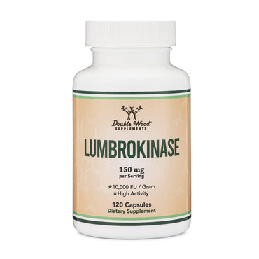 Lumbrokinase Enzymes Supplement - 120 Capsules (Max Activity 10,000 FU/Gram) 150mg per Serving (No Fillers, Non-GMO, Gluten Free) for Cardiovascular and Blood Circulation Support by Double Wood