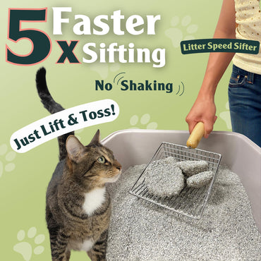 Sprinkle & Sweep Litter Box Deodorizer - Cat Litter Deodorizer Non Toxic and Safe for Kittens - Instantly Eliminates Foul Smells and Urine Odors (1 Bag + Speed Sifter)