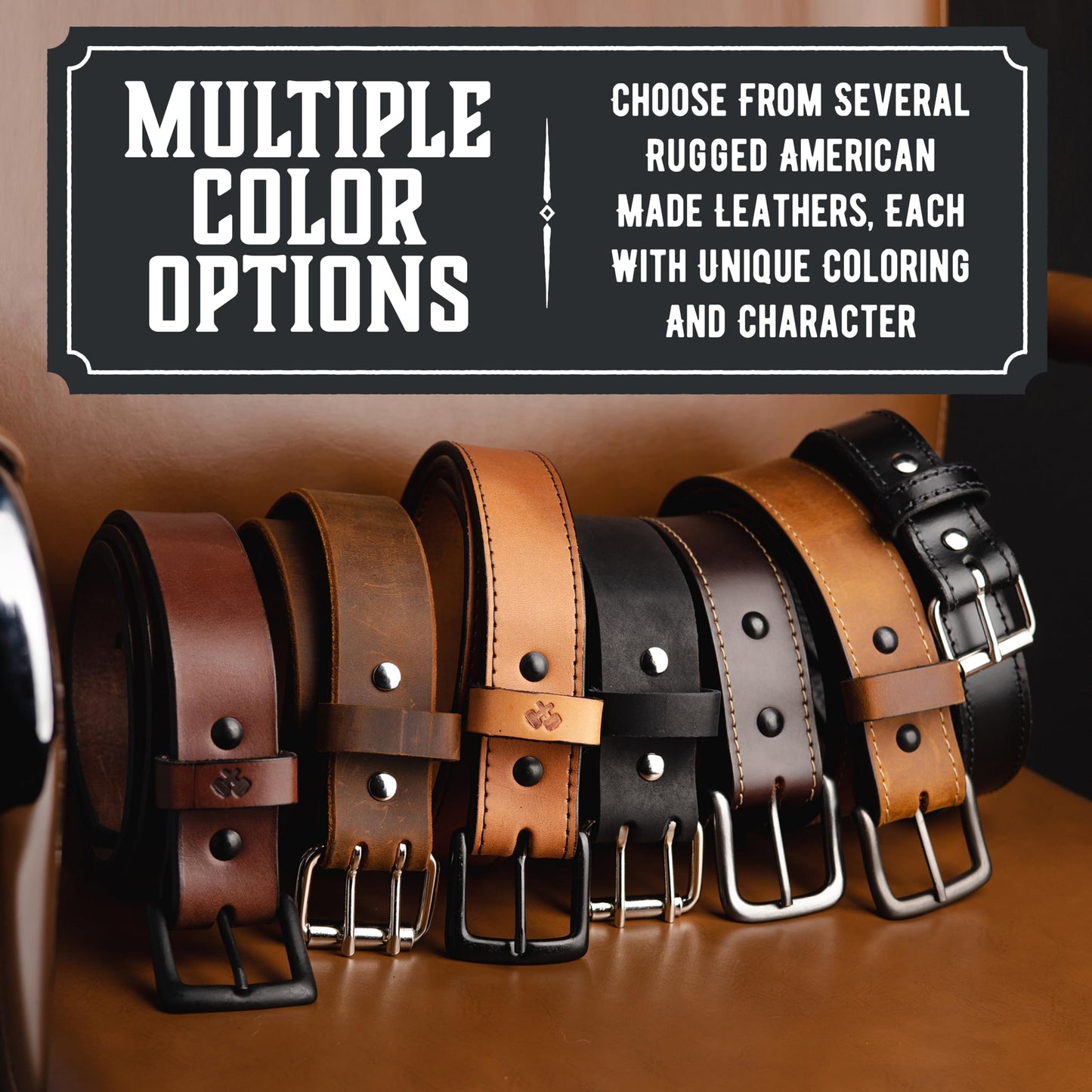 Main Street Forge All American Stitched Leather Belt | Made in USA | Men's Heavy Duty Work Belt