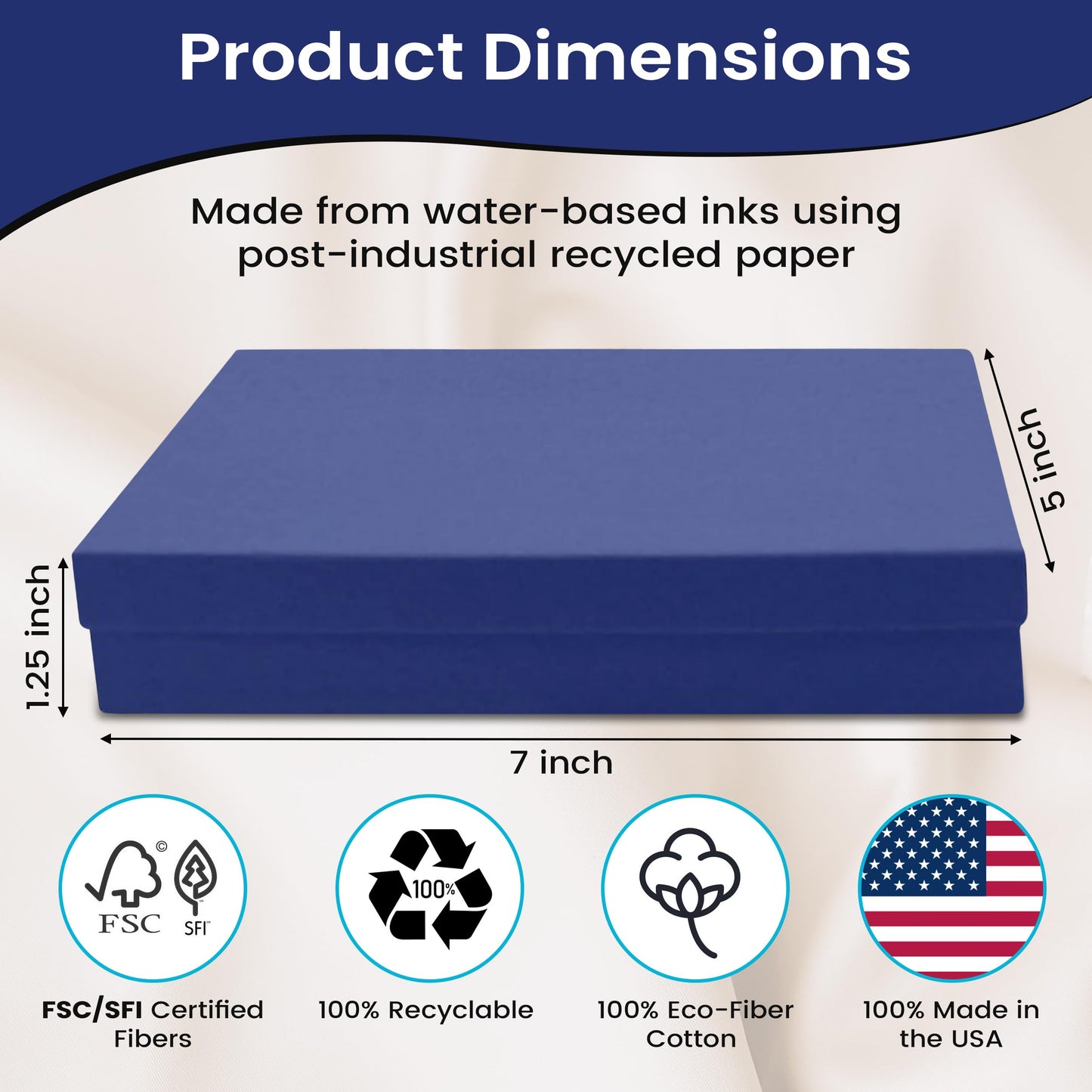 Novel Box 8 Pack Blue Jewelry Gift Box 7x5x1.25in with Cotton Filled | Cardboard Jewelry Box | Gift Boxes with Lids Made in USA | Boxes for Bracelet Necklace Ring Earrings