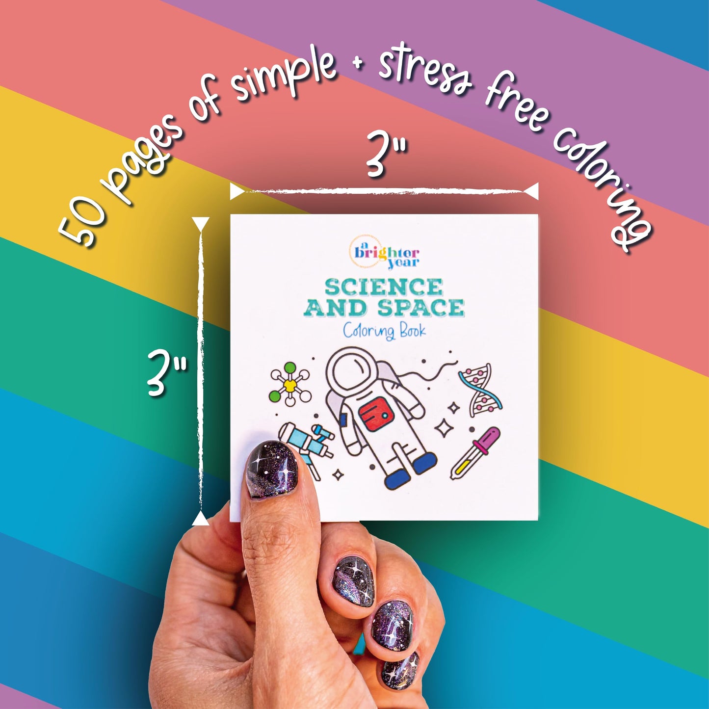 A Brighter Year The Original Adult Mini Coloring Book - 14 Piece Variety Pack - 3” x 3” Pocket Size, 50 Pages, Lay Flat Binding, Thick Paper, No Bleeding - Stress/Anxiety Relief - Relaxation, Gift