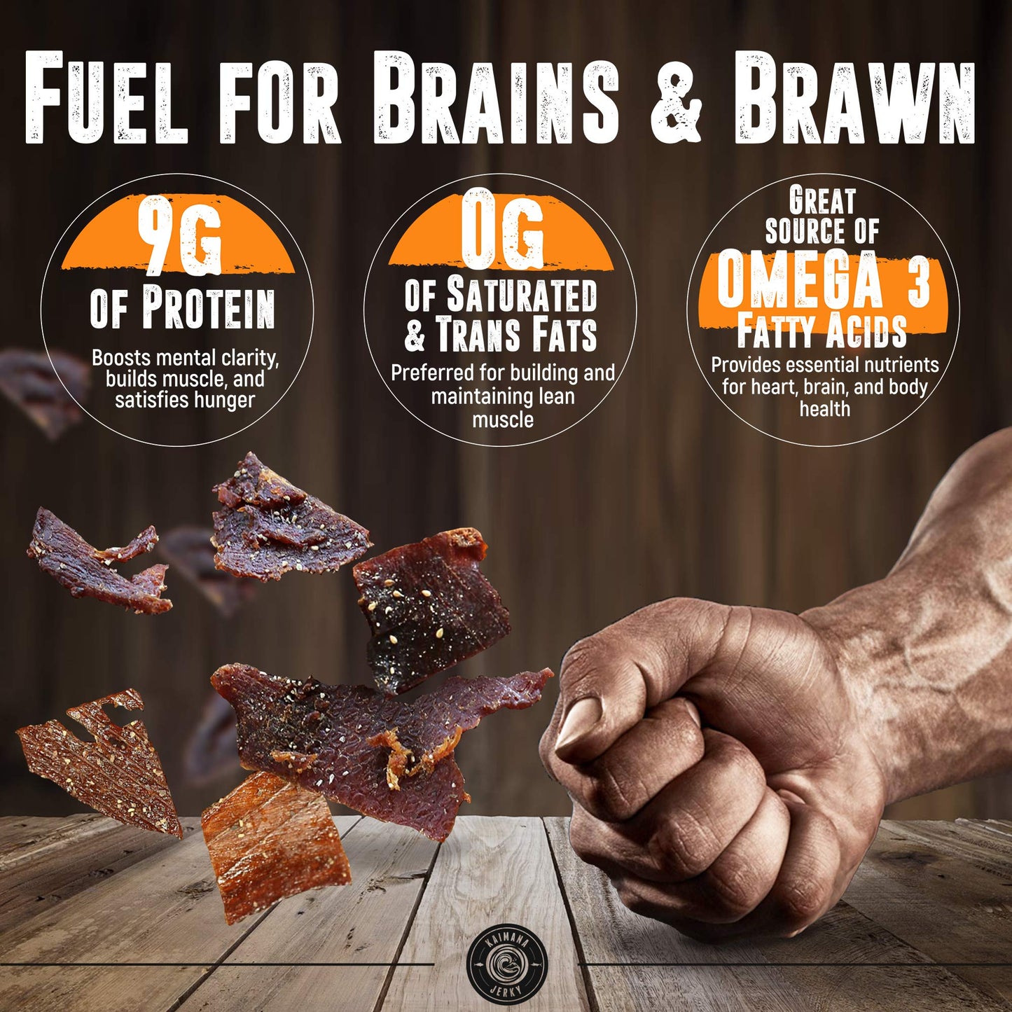 Kaimana Ahi Tuna Fish Jerky - Premium Protein & Rich In Omega-3's - All Natural & Wild Caught Tuna Jerky. Made in Hawaii, USA. (4 Pack, Variety Bundle)