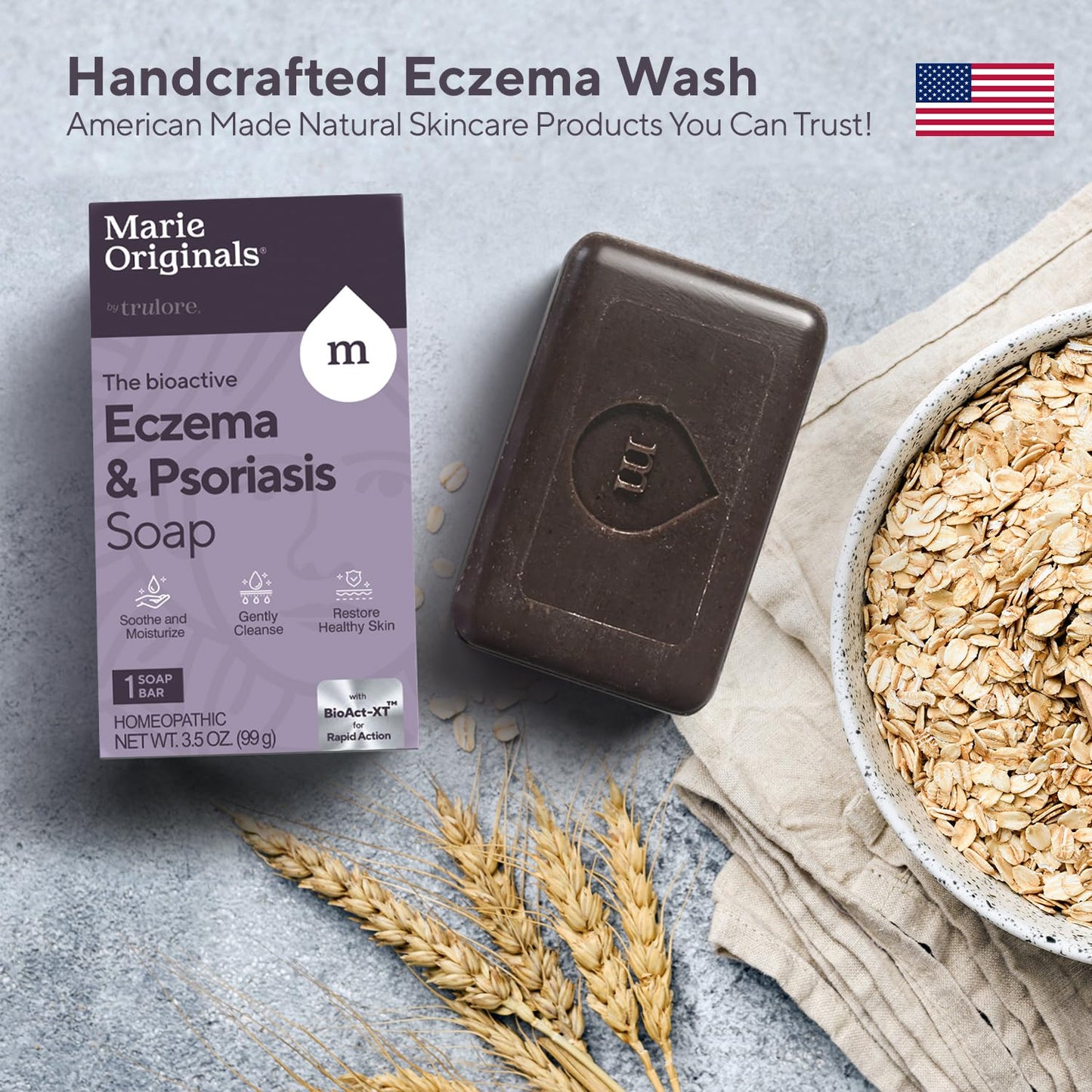 Marie Originals Eczema Face Soap Body Wash Bar – All Natural Psoriasis, Dermatitis Treatment for Dry Itchy Flaky Skin Relief – Gentle Detoxifying, Healing, Anti-Itch, Cleansing Skincare (Pack of 1)