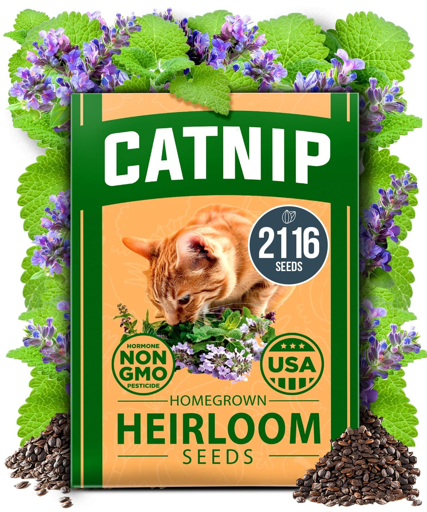 HOME GROWN π¨π¦π π£π₯ππ ππ¨π Catnip Seeds (Bulk Pack) π‘π’π‘-ππ π’ Heirloom Herb 2,116 Seeds - Indoor or Outdoor Seed - High-Germination Cat Nip - Cat Safe Plants (Nepeta cataria)