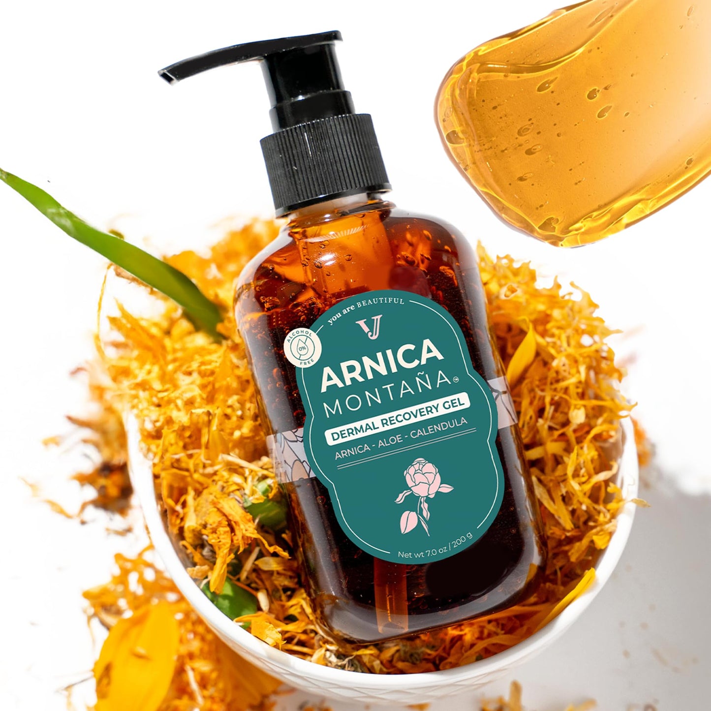 JANE VINE Arnica Gel For Face, Arnica Cream and Bruise Cream to Soothe with Aloe and Calendula for Face and Body, Menthol Free, Alcohol Free, 7oz Pump