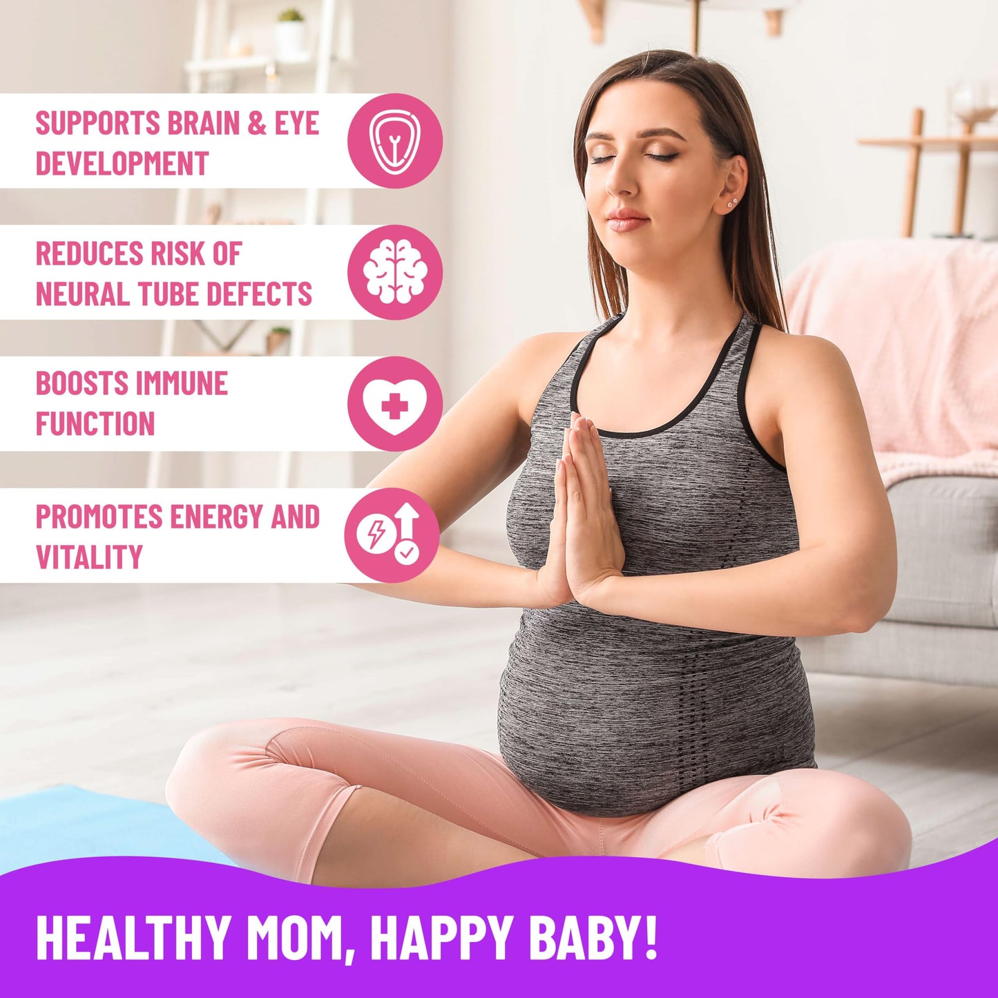 Mama's Select Prenatal Vitamins with Vegan DHA – Fish-Free, No Fish Burps, Allergen-Free, MTHFR Support, Methylated Folate & B Vitamins, Digestive-Friendly, No Biotin