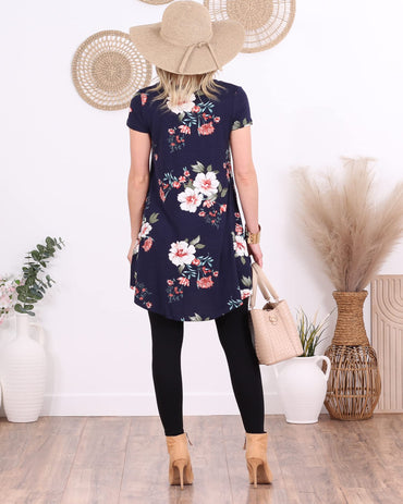 Popana Womens Short Sleeve Summer Tunic Tops to Wear with Leggings Loose Fit Made in USA Floral