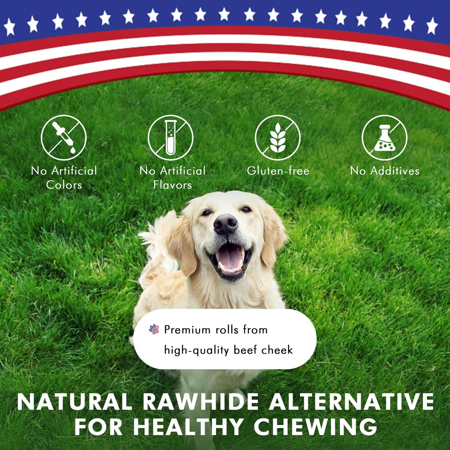 Pawfetto Premium Peanut Butter Flavored Beef Cheek Maxi Rolls for Dogs, No Hide Chews Long Lasting Extra Thick Treats Bones, Collagen Rawhide Alternative 11ā-12ā (Pack of 5)