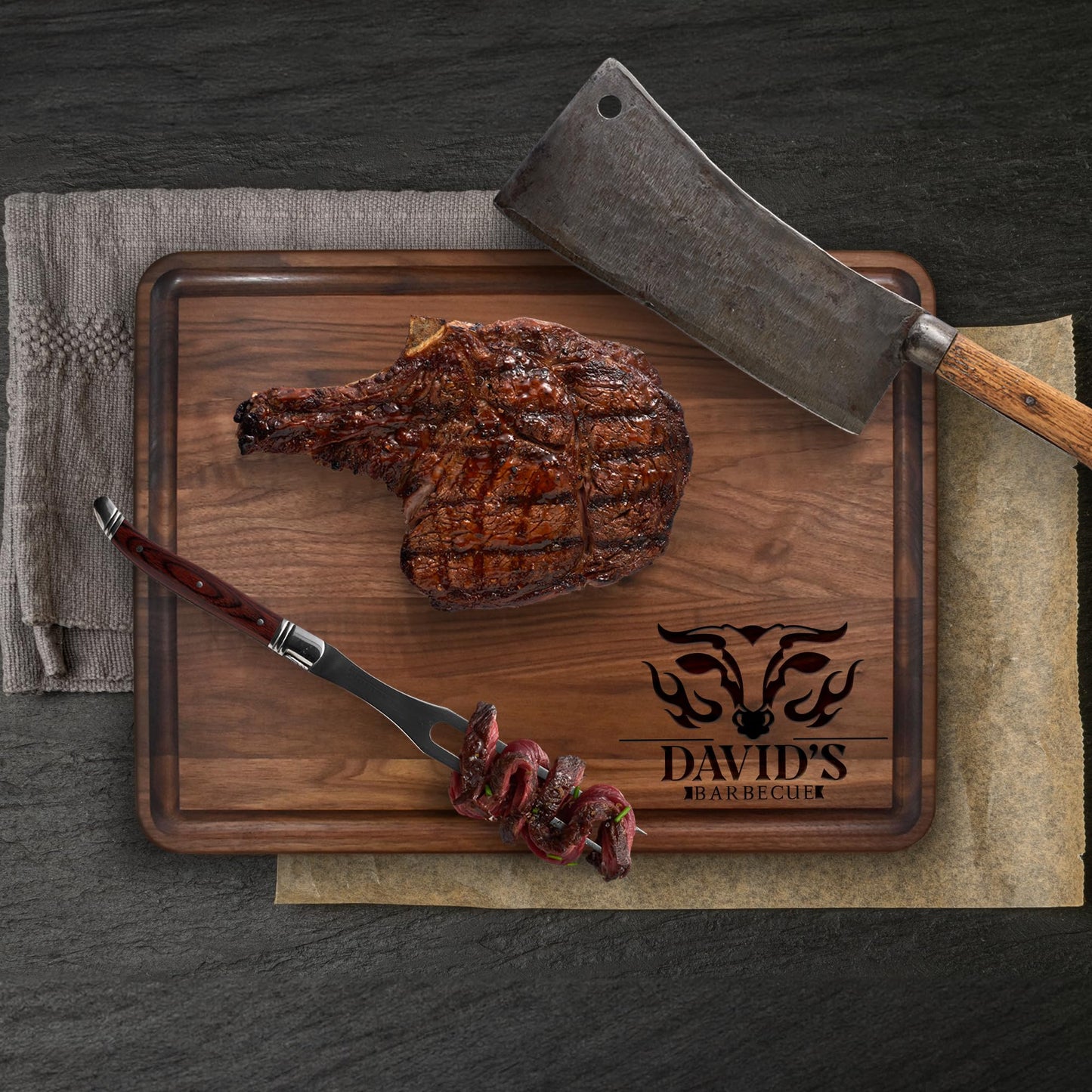 USA Made Personalized Cutting Board - Fathers Day, Birthday, Anniversary - Customized Gifts for Men, BBQ, Grill Accessories - Dad, Husband, Brother, Boyfriend, Papa - Custom Unique Mens Gifts for Him