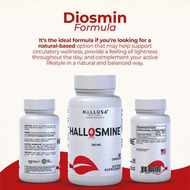 Hallusa Natural Diosmin Circulation - Support for Circulation and Veins - DIOSMIN - DIOSMINE- DIOSMINA - Circulation & Vein Support Supplement