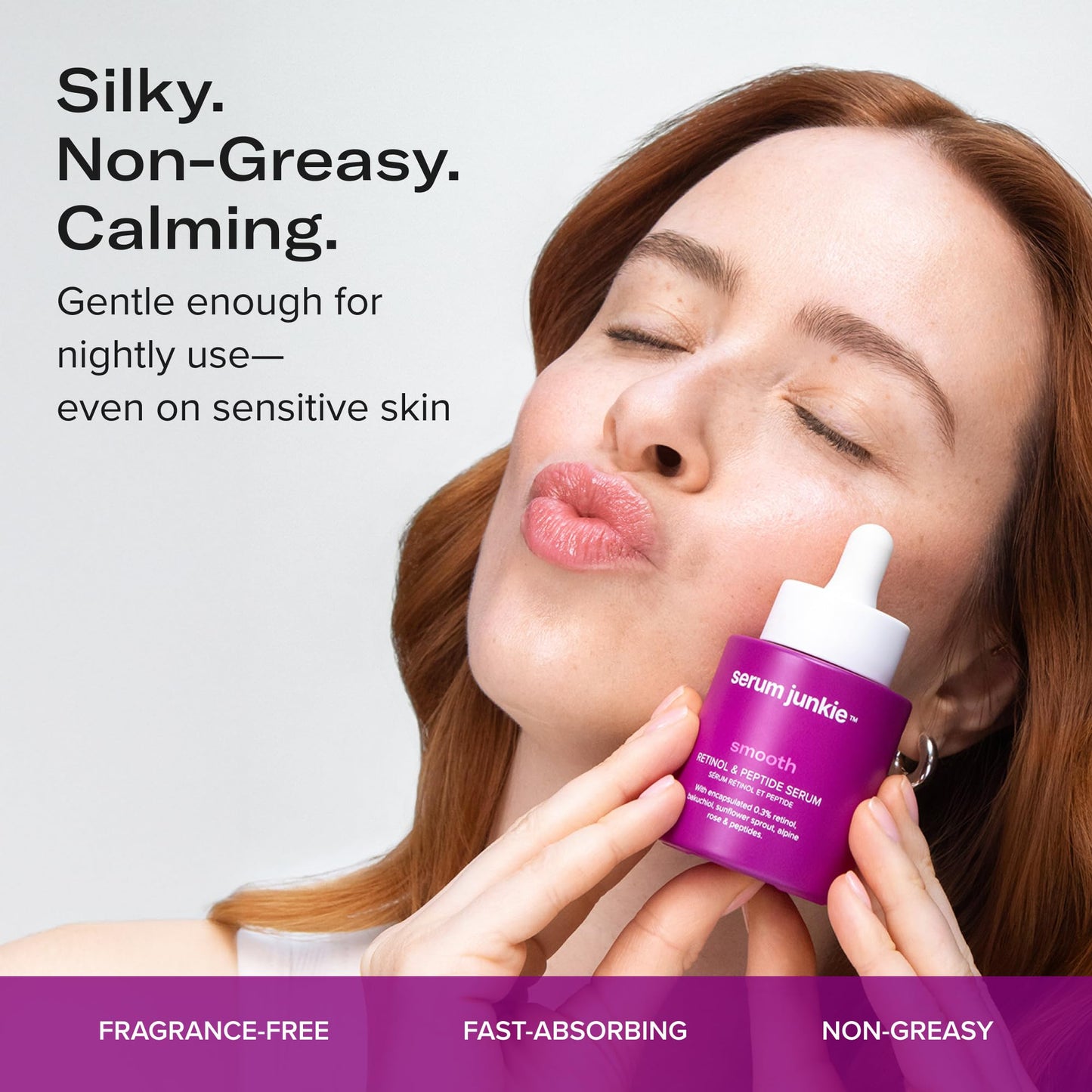 serum junkie SMOOTH Retinol and Peptide Serum with Encapsulated Retinol, Bakuchiol, Matrixyl 3000, Melatonin, Vitamin E, Anti-Aging, Targets Fine Lines, Uneven Texture, Dullness, 1 fl oz