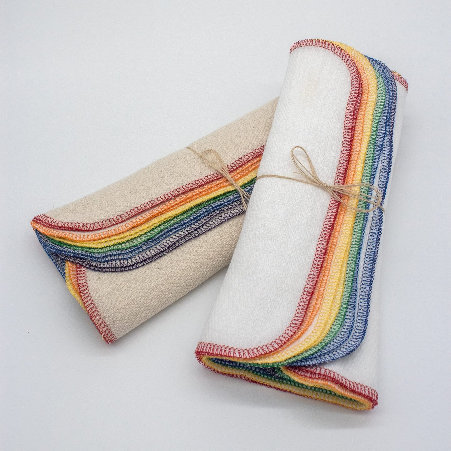 Rainbow Colored Paperless Towels - One Dozen Eco Friendly Birdseye Cotton Sustainable Reusable Paper Towels, zero waste kitchen products Made in the USA (Bright White)
