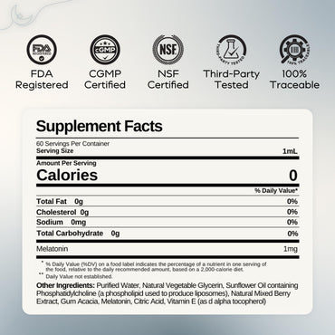Sleep Liposomal Supplement with Low-Dose Liquid Melatonin Kids and Adults - Relaxation Aid, Deep Restorative Sleep Support - Vegan and Clean - Advanced Absorption - Berry Flavor - 60 Pump Servings