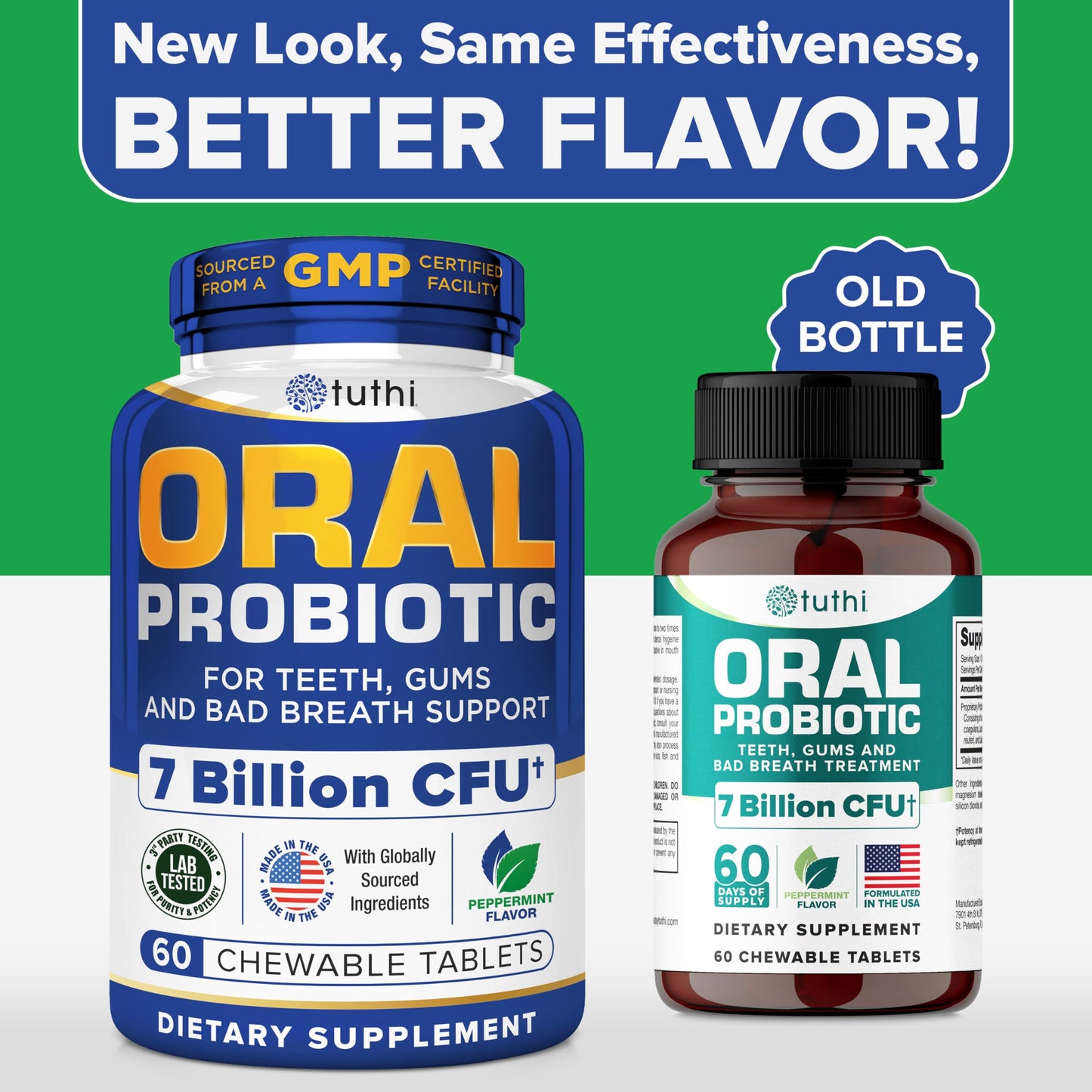 Tuthi Oral Probiotics for Mouth Bad Breath Treatment for Adults - Dental Probiotics for Teeth and Gums - Oral Health Probiotics - 60 Lozenges Peppermint Flavor