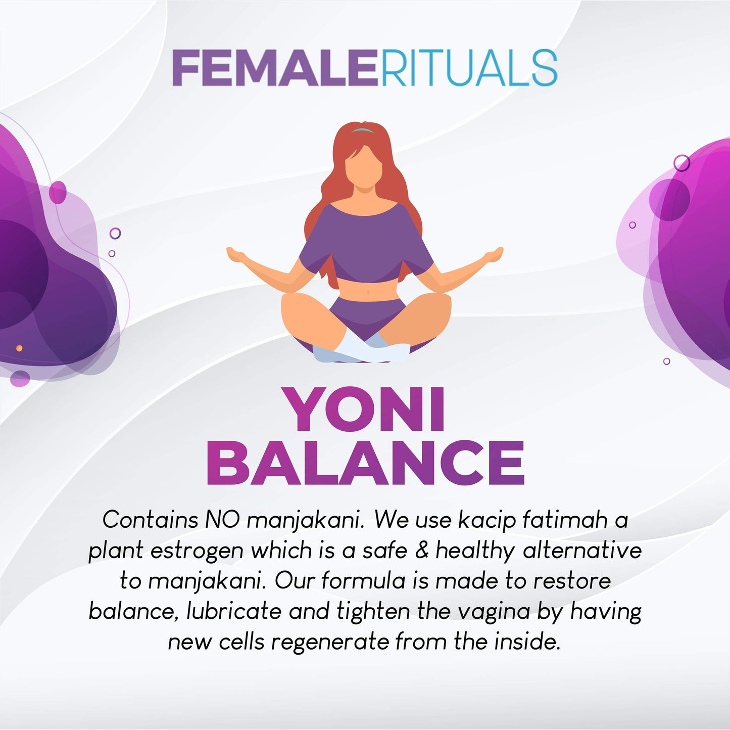 Yoni Balance Vaginal Tightening Pills | Natural Vagina Tightening & Moisture Capsules Ph Balance for Dryness | Increase Vaginal Wetness Kacip Fatimah - 30 Count Womens Wetness and Tightness Pills