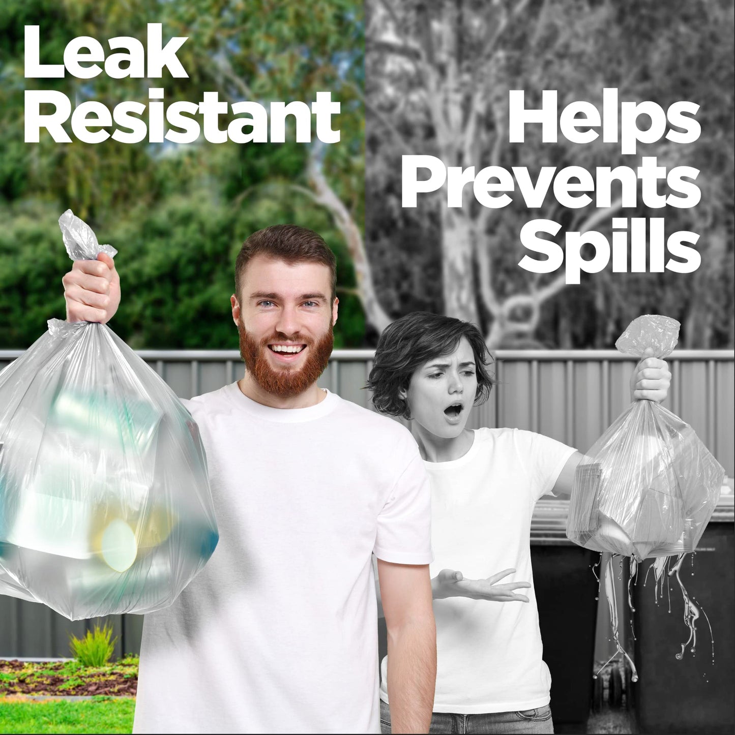 ToughBag Contractor Trash Bags 55-60 Gallon, Heavy Duty, 2.5 Mil Clear Garbage Bags, Tear-Resistant Large Trash Bags for Construction, Recycling & Home (50 Count) - Made in USA