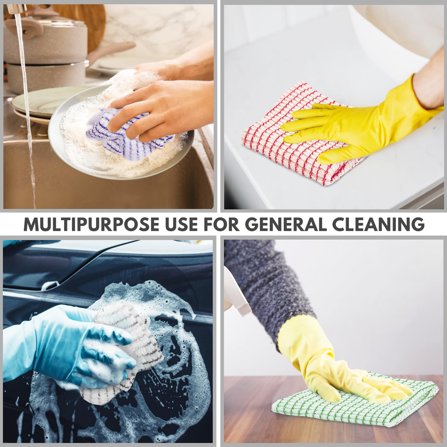 Eselect World's Best Kitchen Dish Cloths - Assorted Dishcloths for Washing Dishes - Absorbent Poly Cotton Waffle Weave Dish Rags, Made in USA