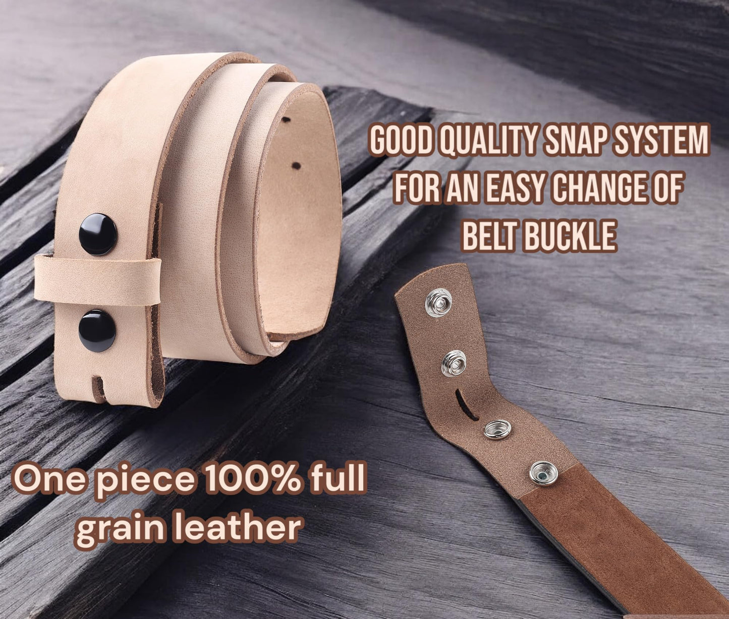 F&L CLASSIC Men's Belt Genuine full Grain Buffalo leather Vintage Distressed,Snap on Strap belts for men, 1 1/2" Wide, Made in USA,natural color,1288-05, size 34