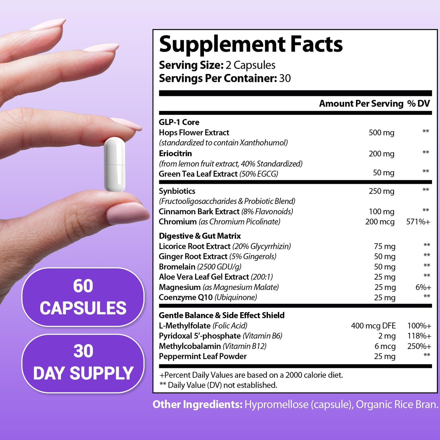 HARMONIFY Hops Flower Extract with Chromium, Eriocitrin, Green Tea Leaf, Cinnamon, Bromelain, 15 in 1 Digestive Nutritional Supplement, 1300 mg, 30 Day Supply